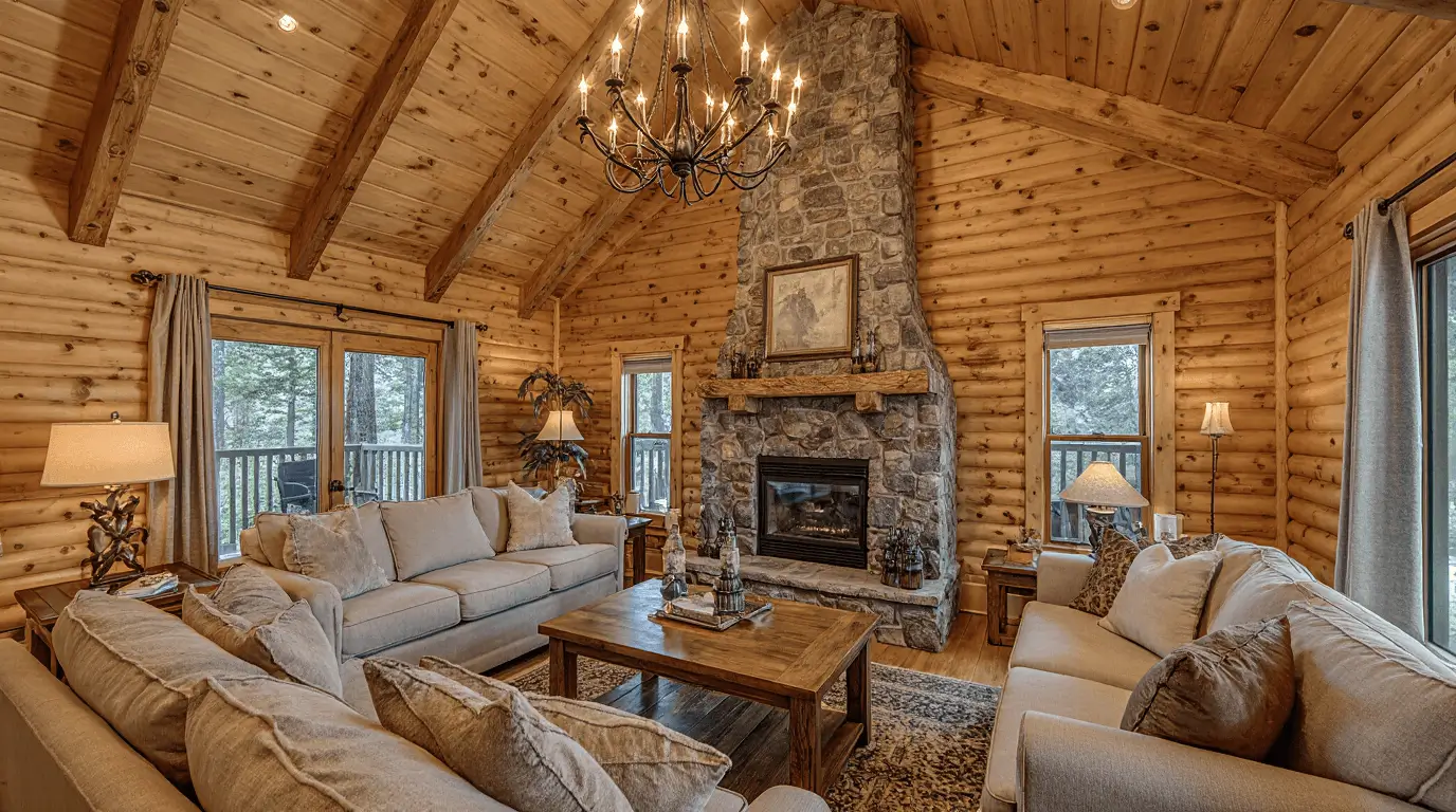 cozy log cabin interior