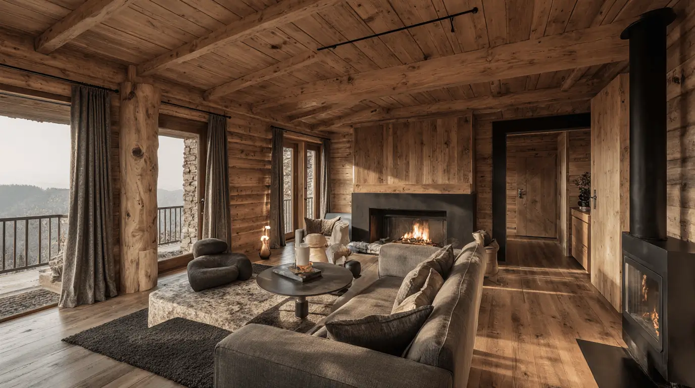 cozy log cabin interior