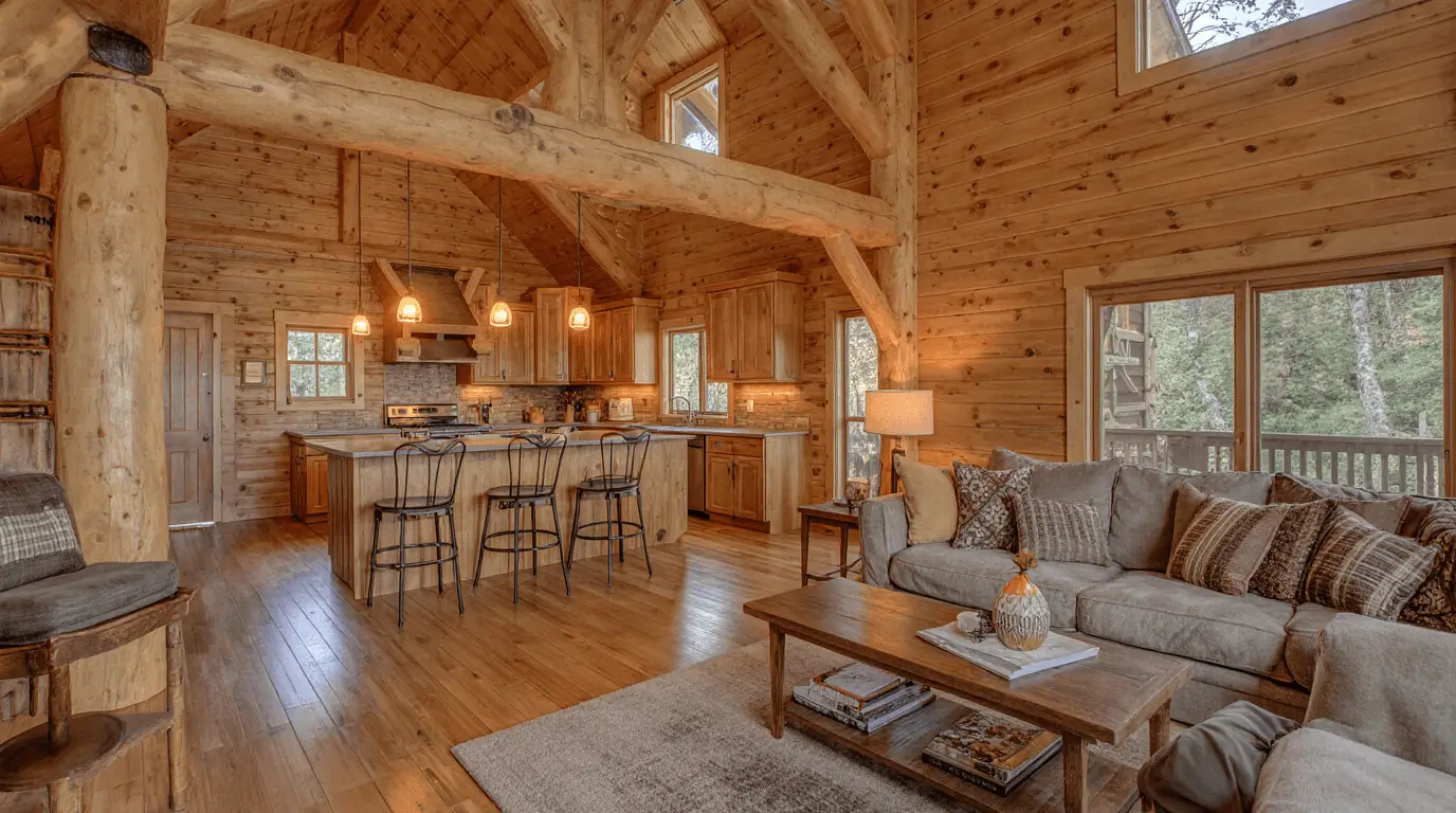 cozy log cabin interior