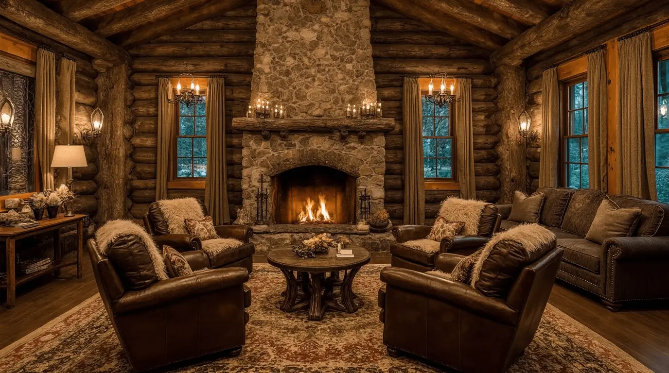 cozy log cabin interior