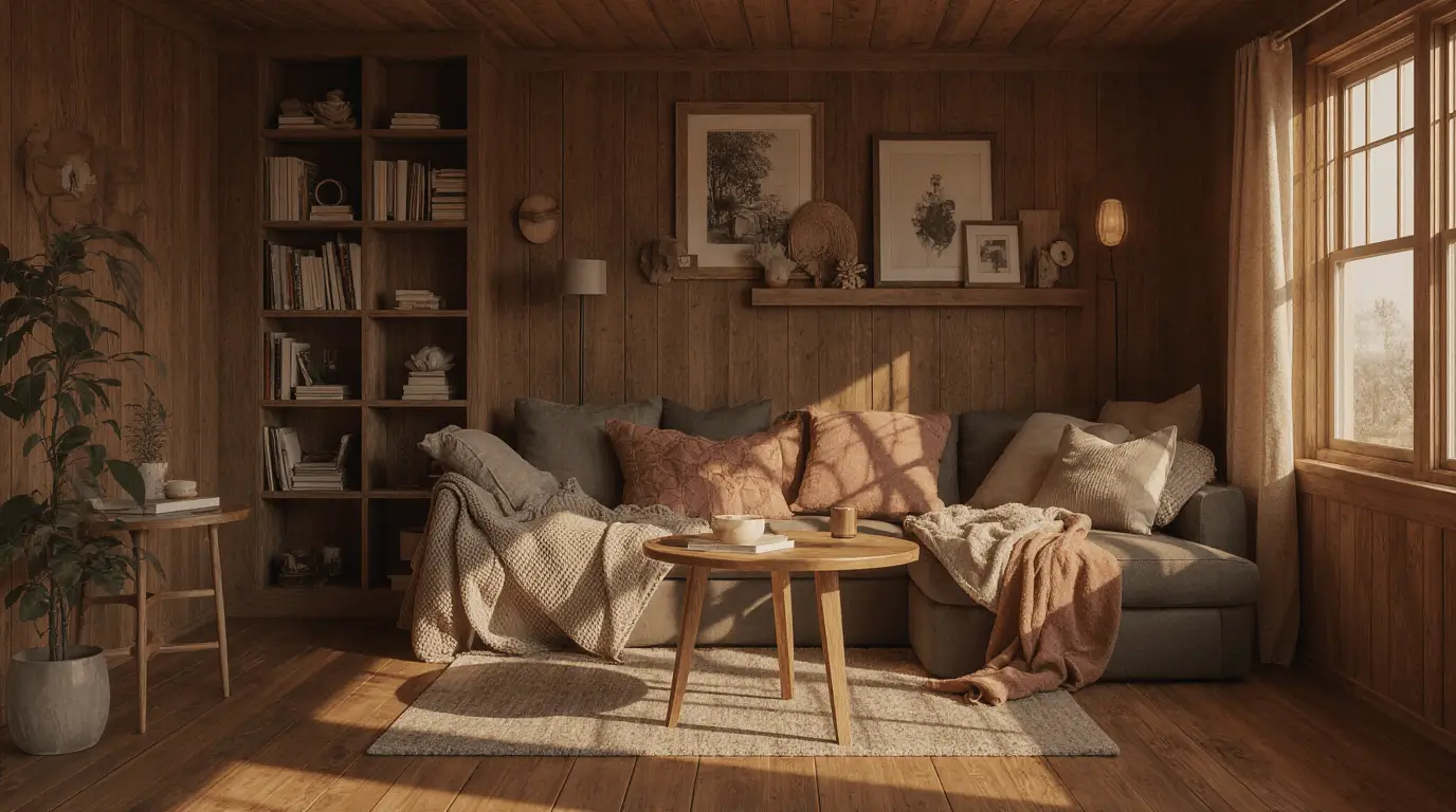 cozy log cabin interior