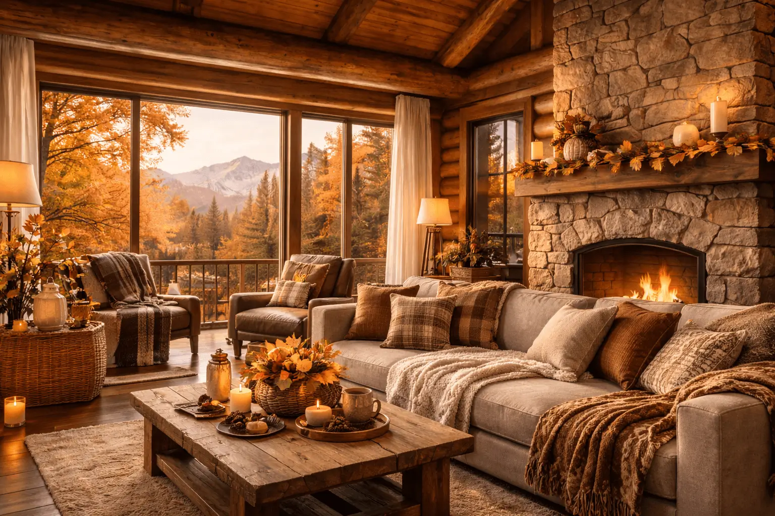 cozy log cabin interior