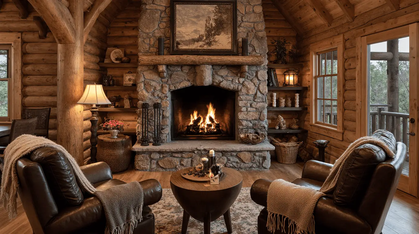 cozy log cabin interior
