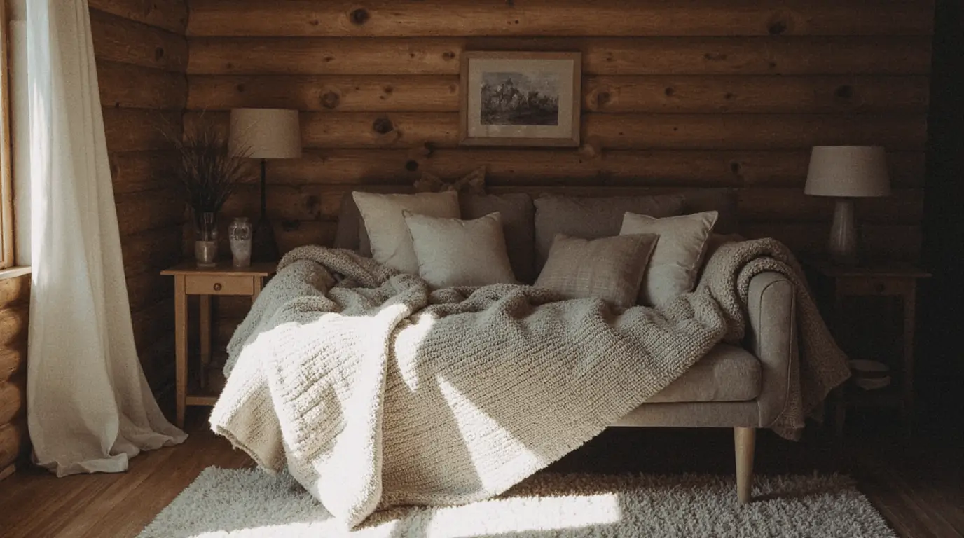 cozy log cabin interior