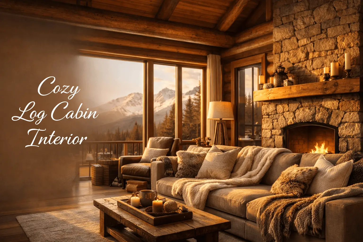 cozy log cabin interior