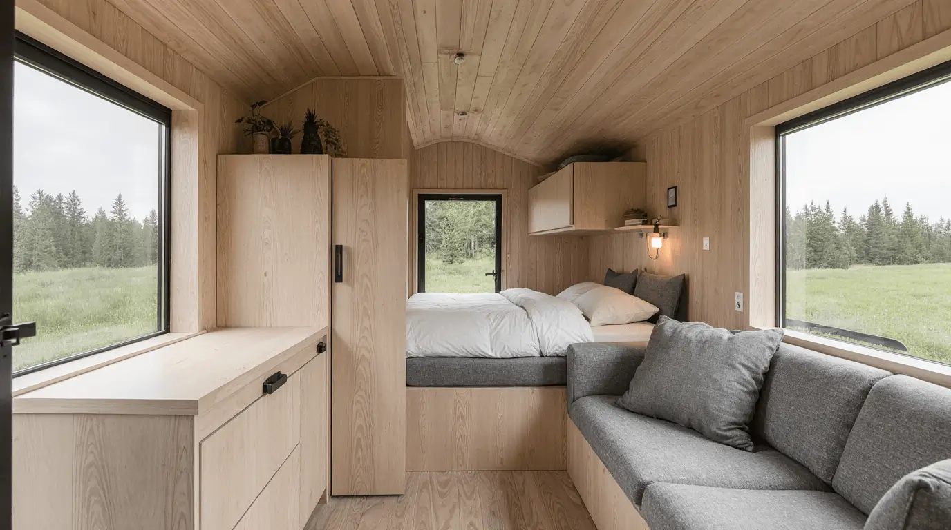 glamping pod interior