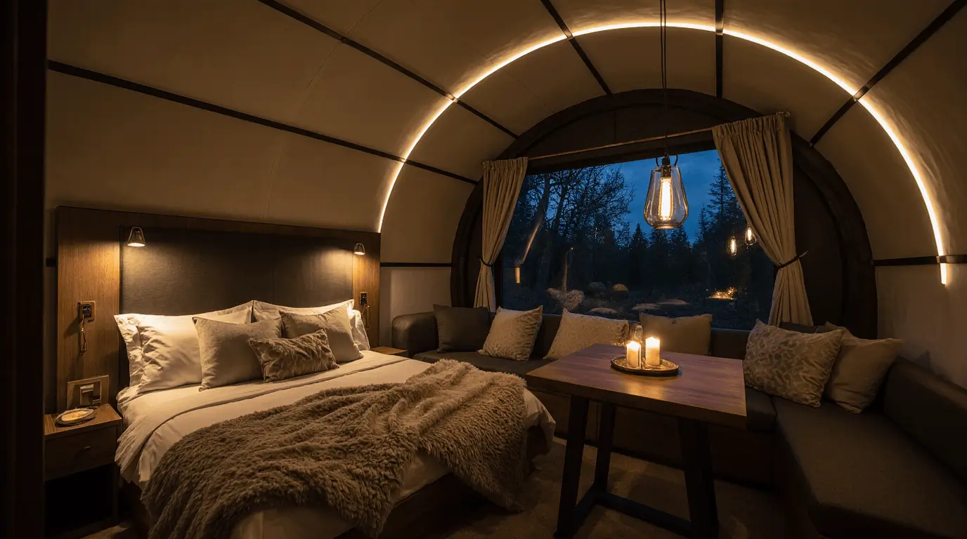 glamping pod interior