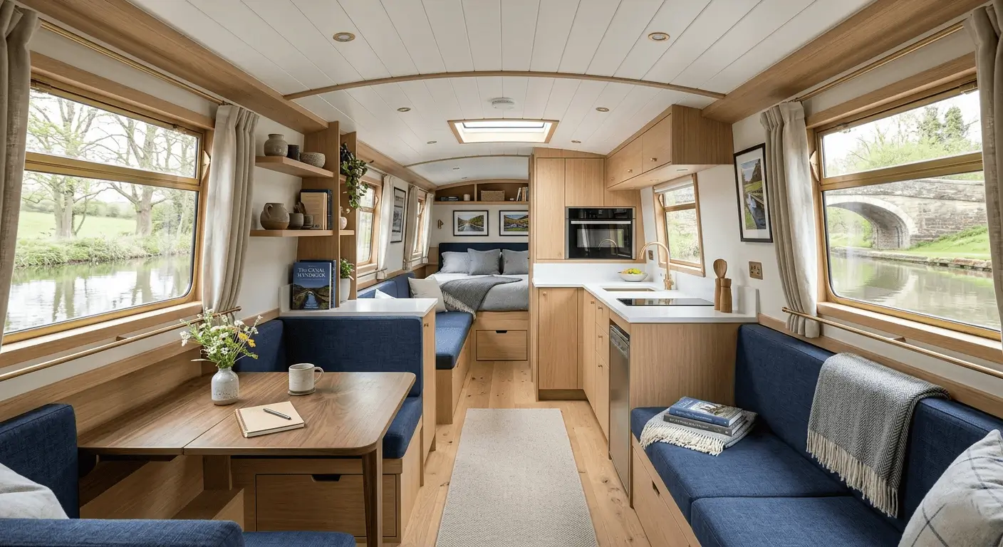 luxury narrowboat interior