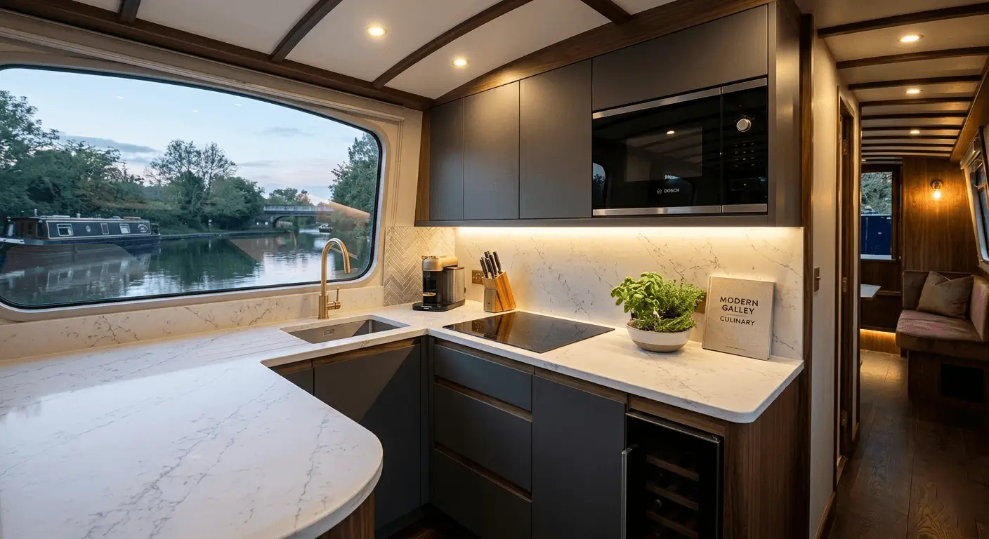 luxury narrowboat interior