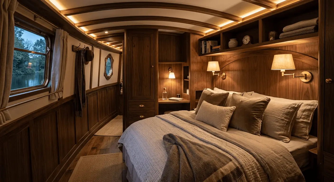 luxury narrowboat interior