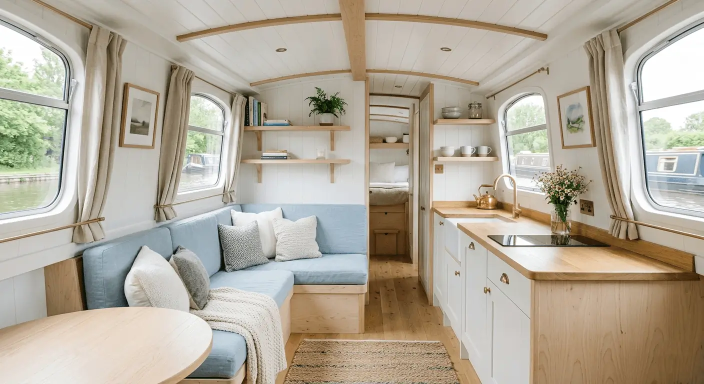 luxury narrowboat interior