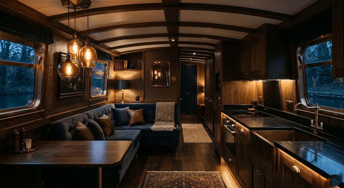 luxury narrowboat interior