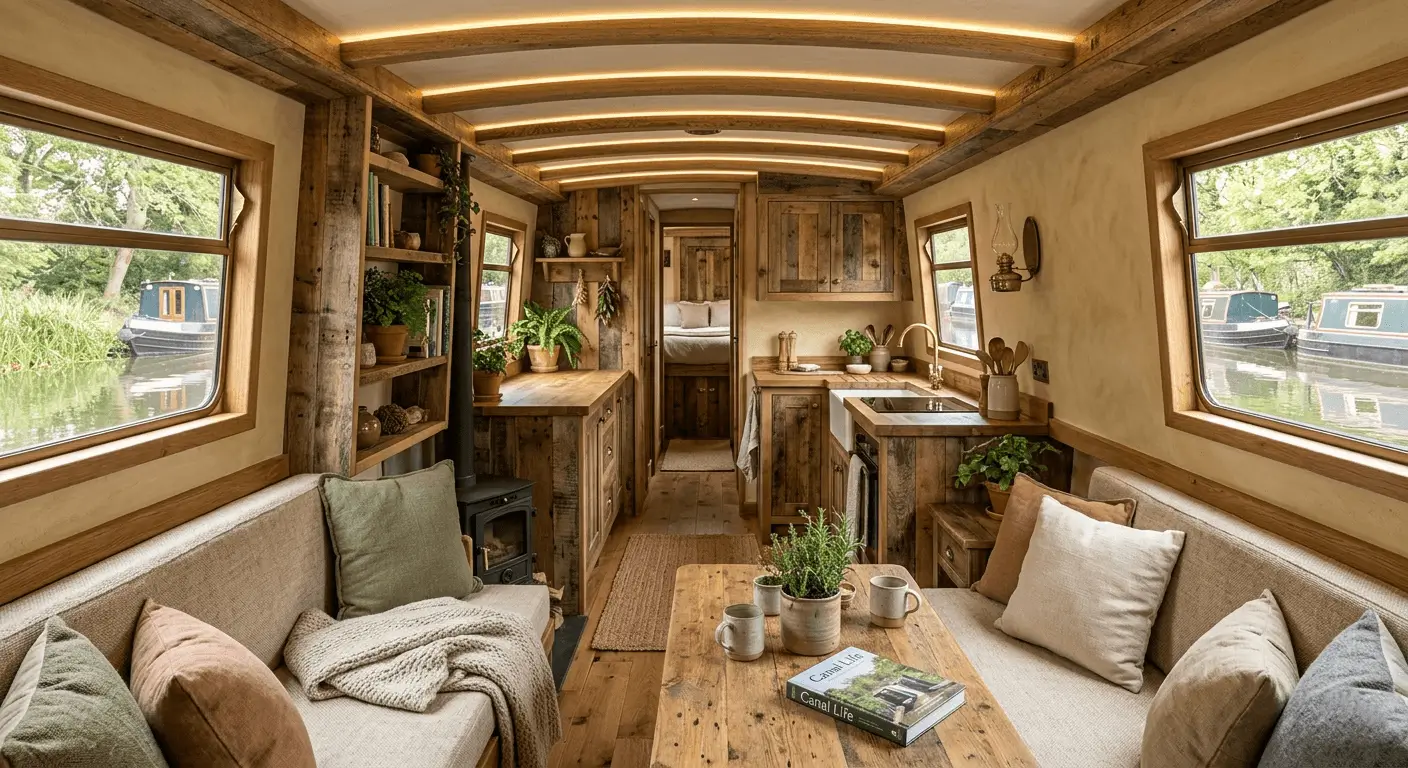 luxury narrowboat interior