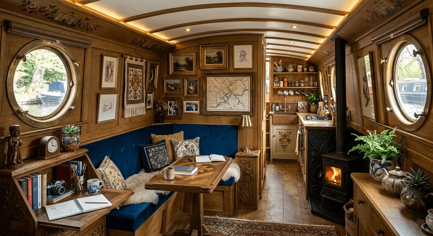 luxury narrowboat interior
