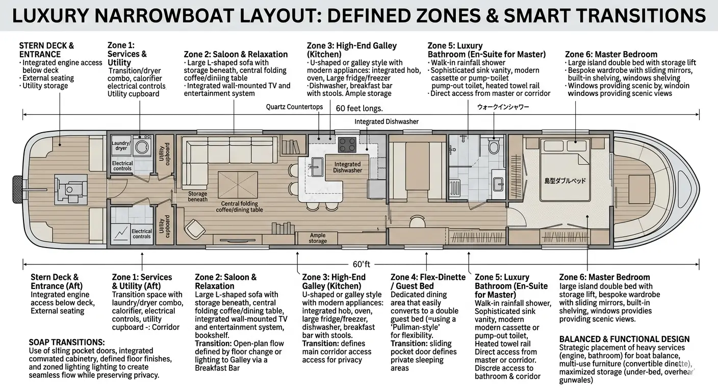 luxury narrowboat interior