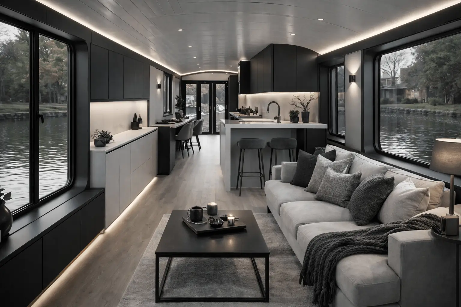 luxury narrowboat interior