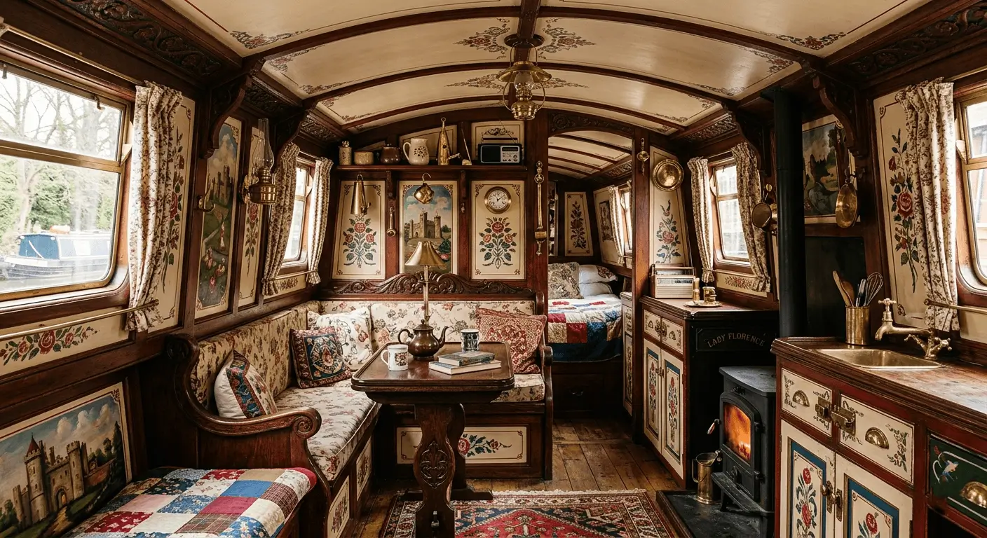 luxury narrowboat interior