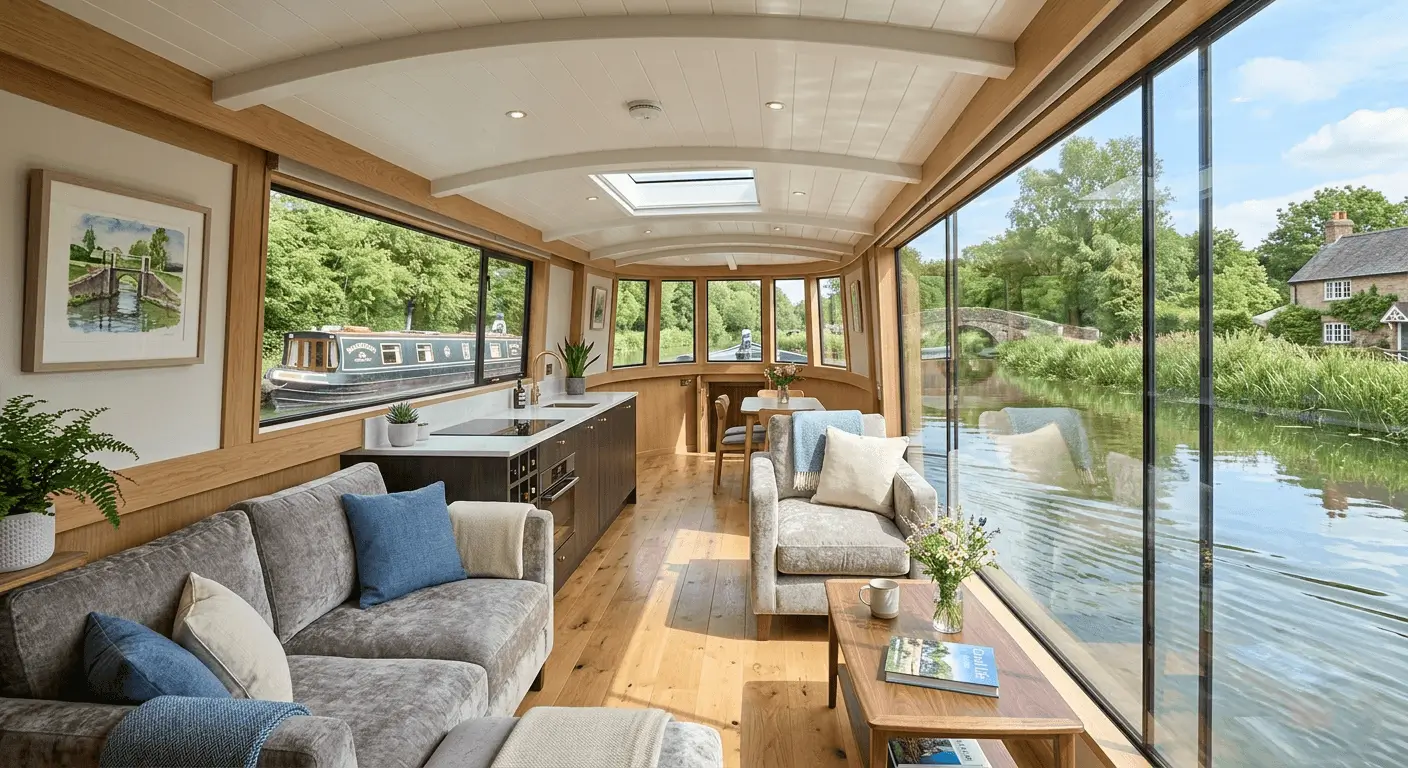 luxury narrowboat interior