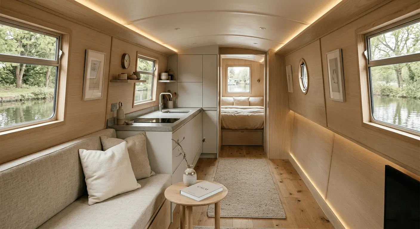 luxury narrowboat interior
