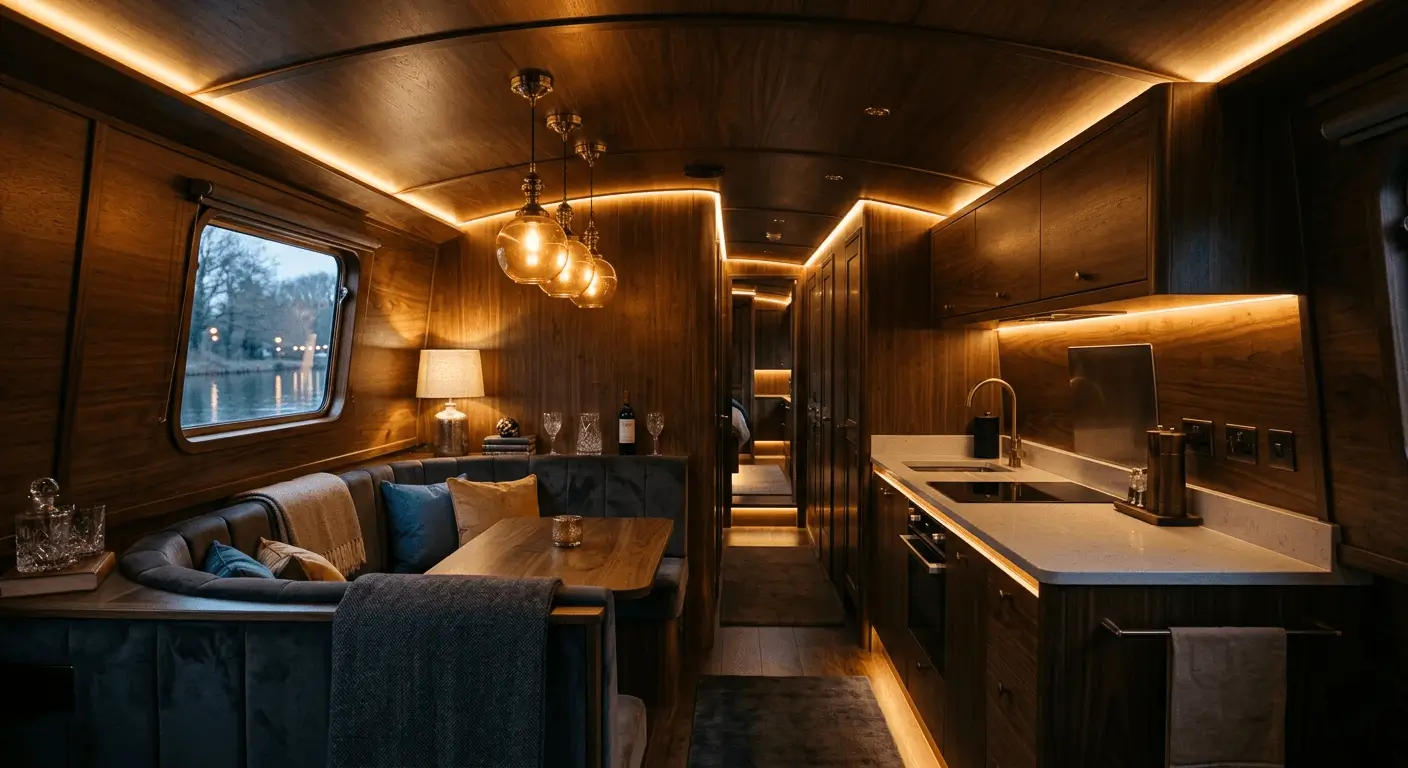 luxury narrowboat interior