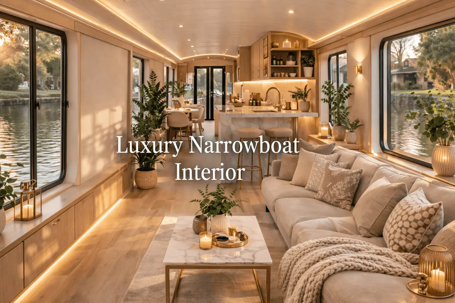 luxury narrowboat interior