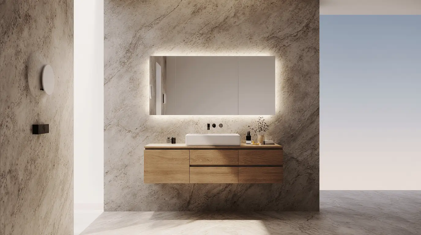 marble and wood interior design