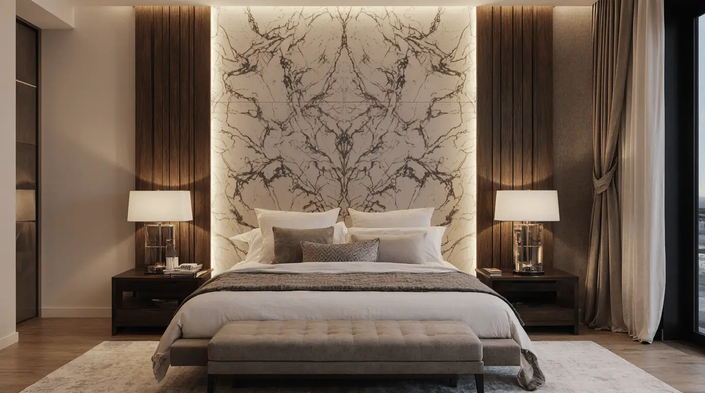 marble and wood interior design