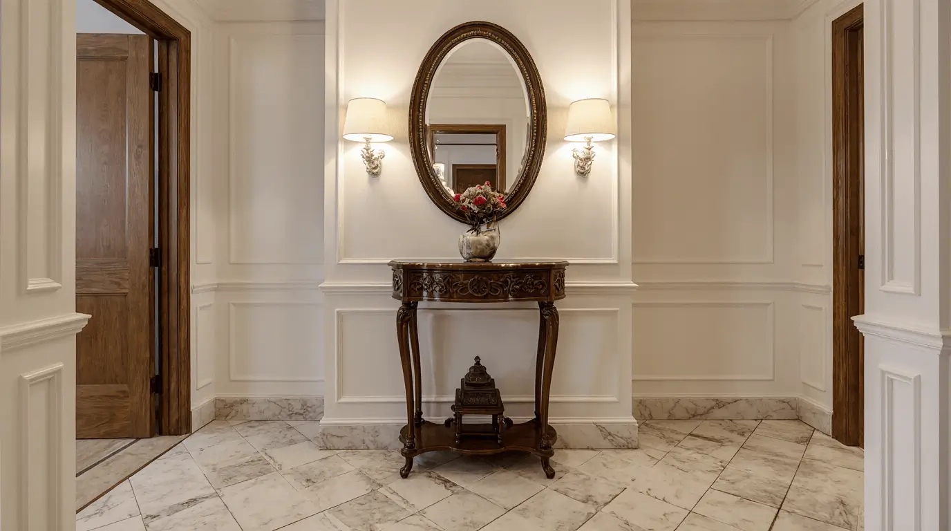 marble and wood interior design