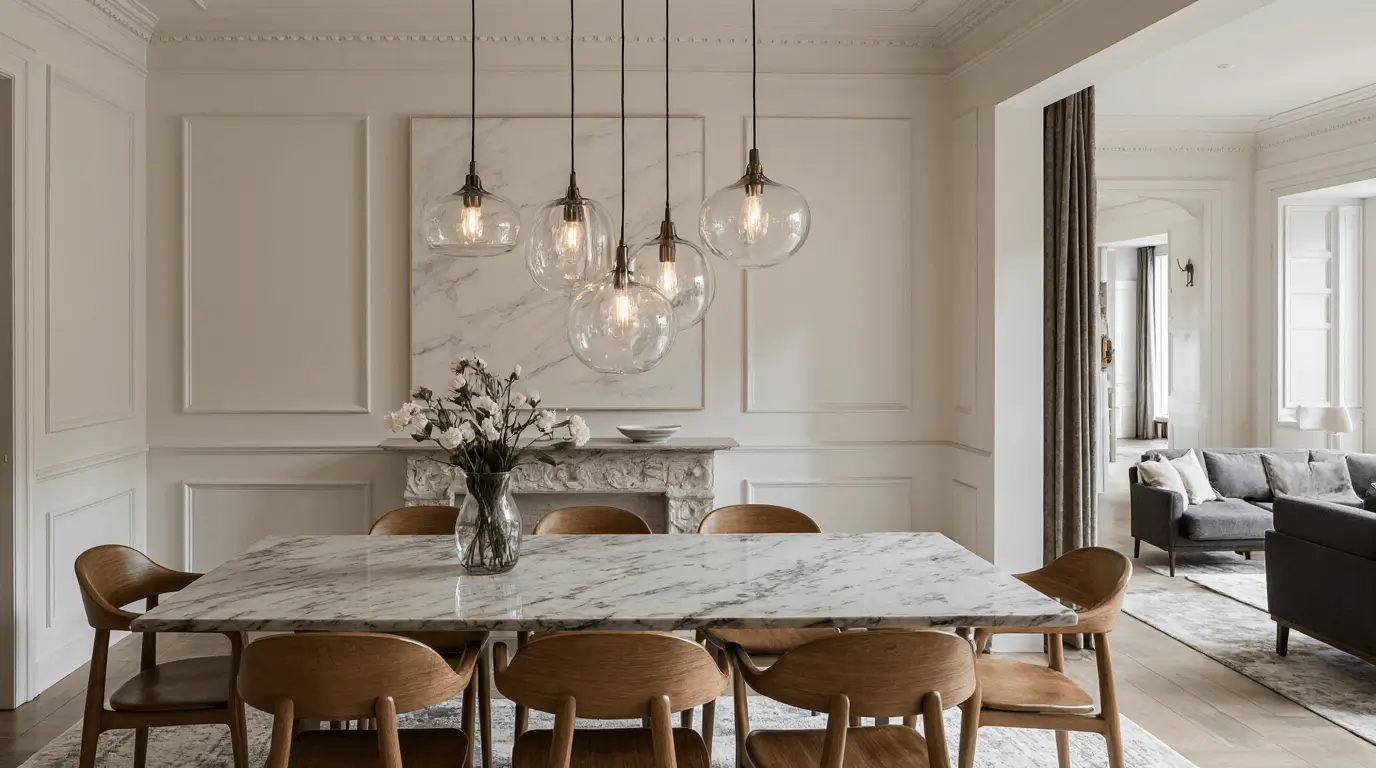 marble and wood interior design