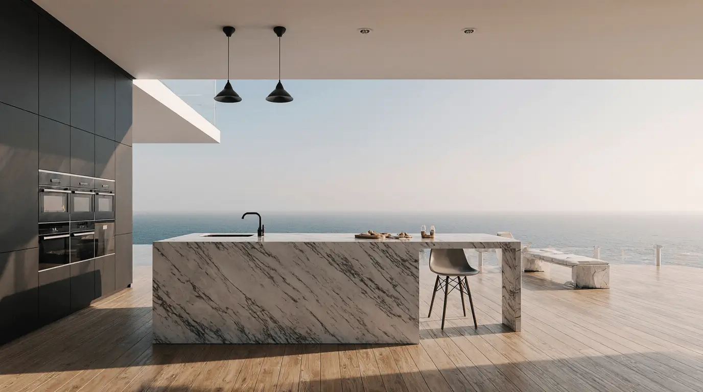 marble and wood interior design