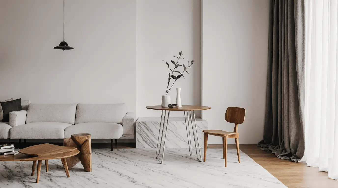 marble and wood interior design