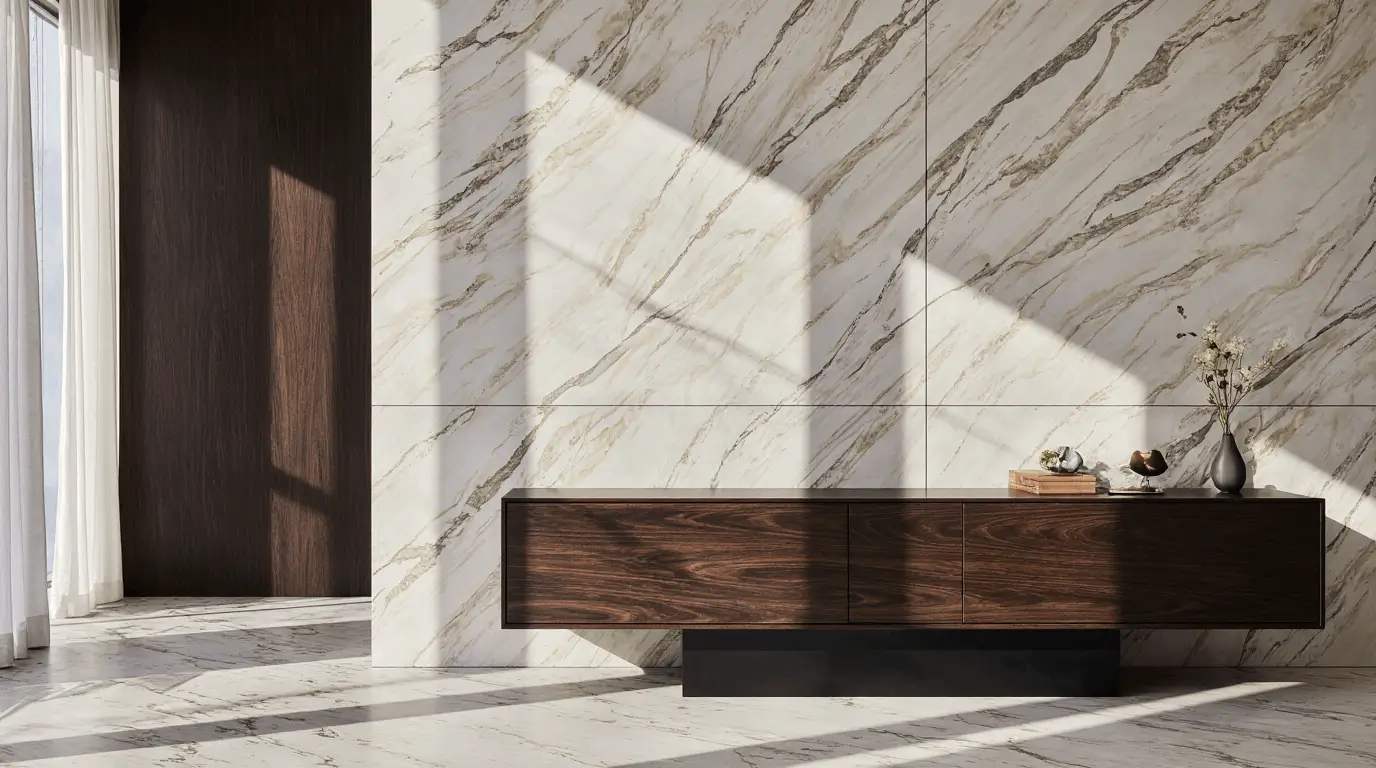 marble and wood interior design
