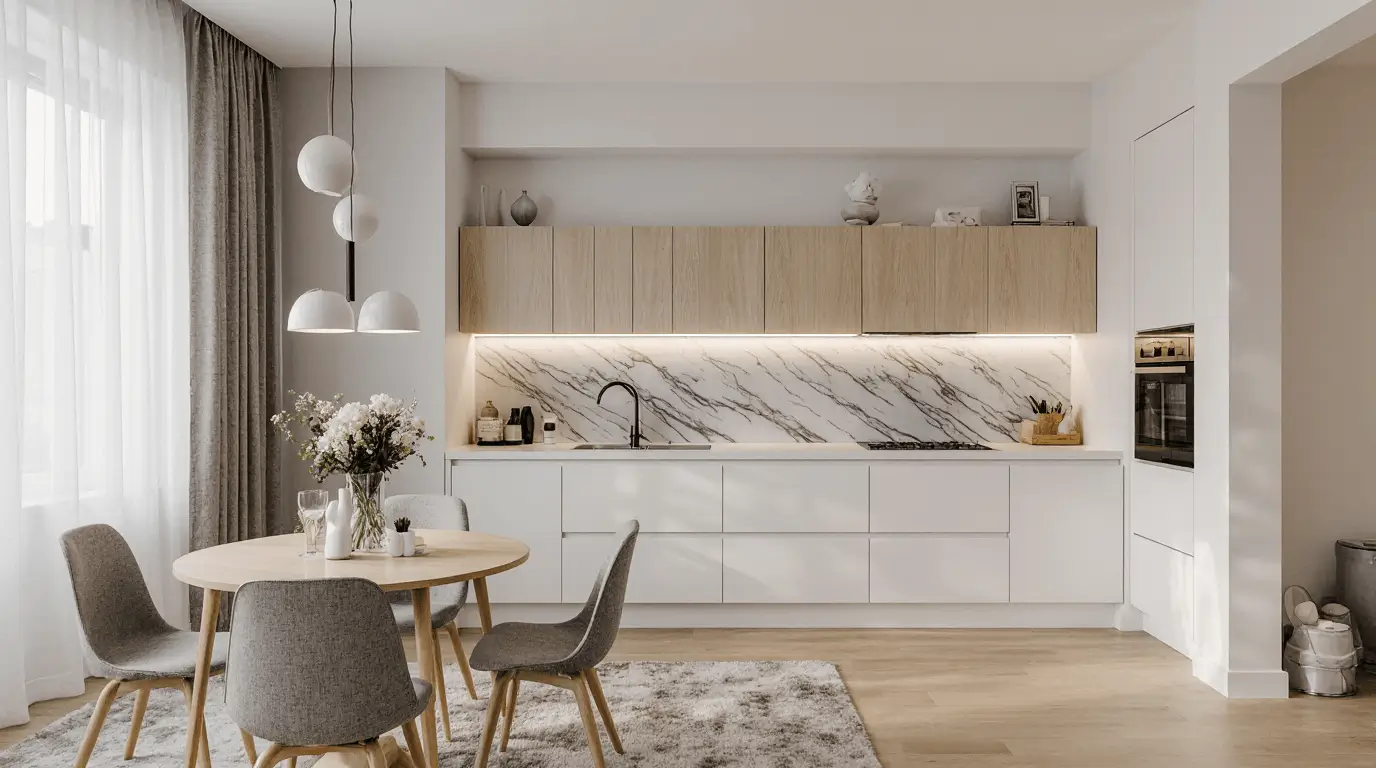 marble and wood interior design