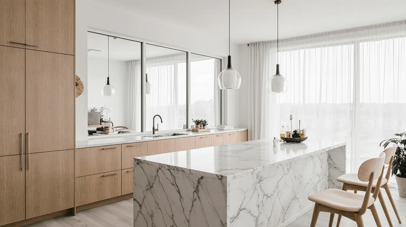 marble and wood interior design