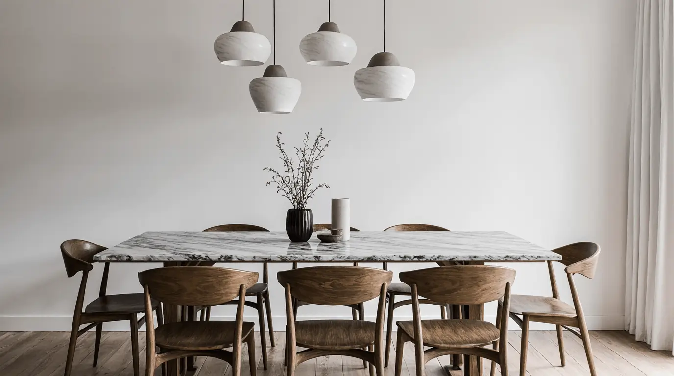 marble and wood interior design