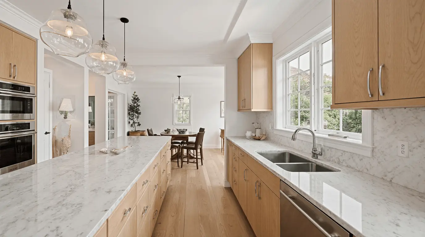 marble and wood interior design