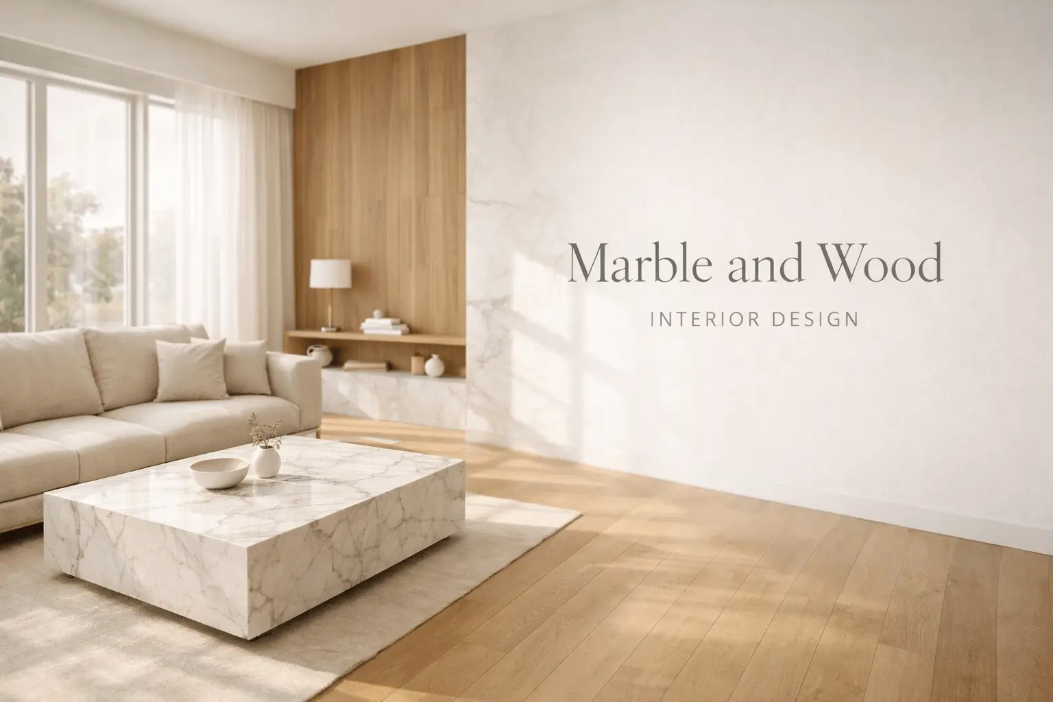 marble and wood interior design