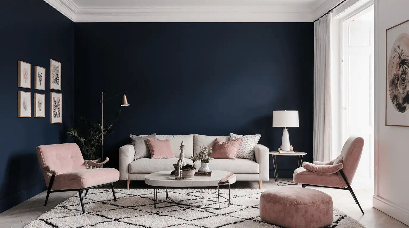 pink and blue interior design