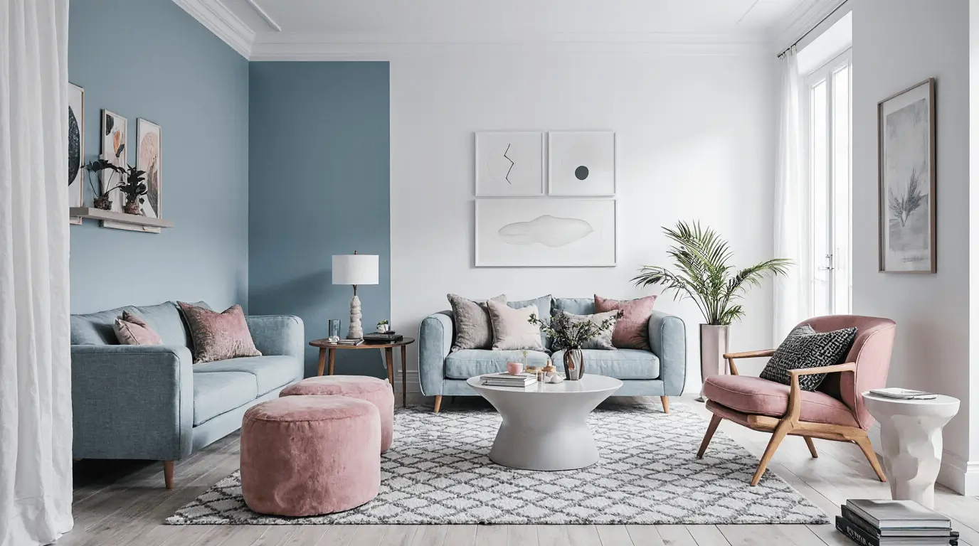 pink and blue interior design