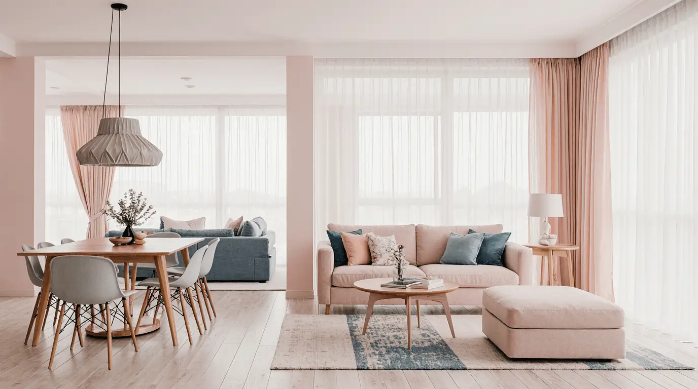 pink and blue interior design