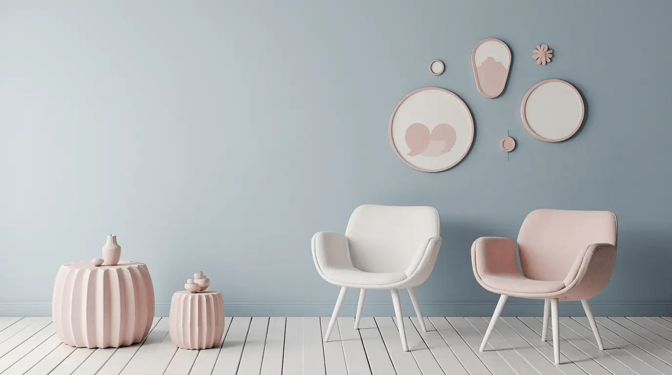 pink and blue interior design