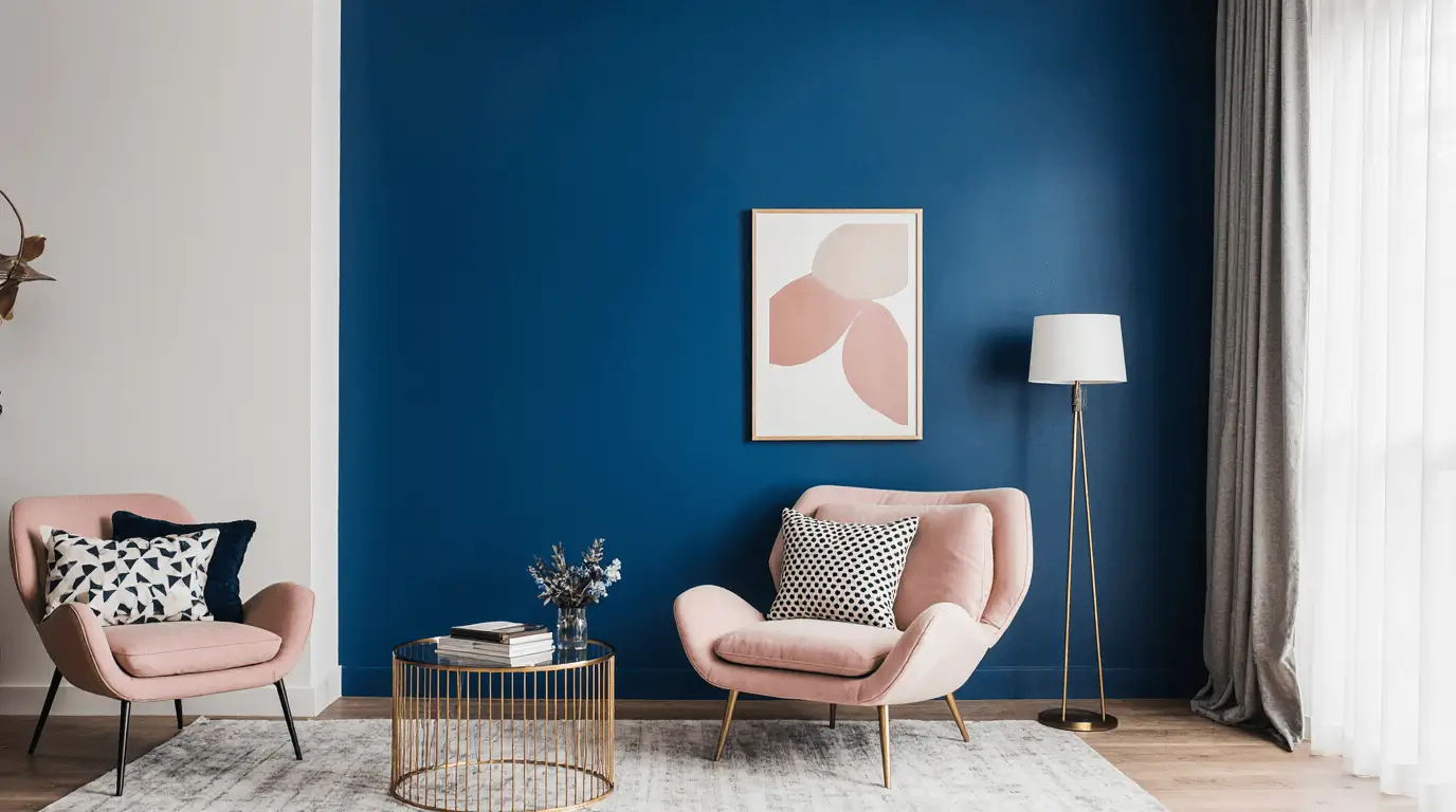 pink and blue interior design
