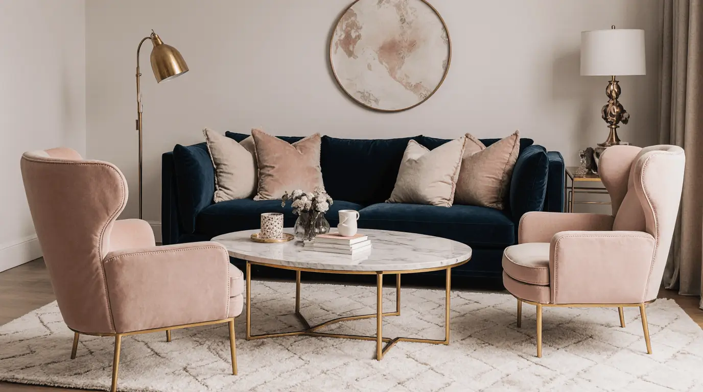 pink and blue interior design