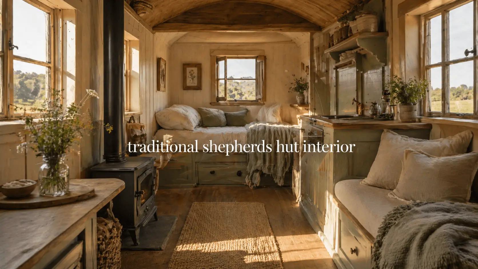 traditional shepherds hut interior