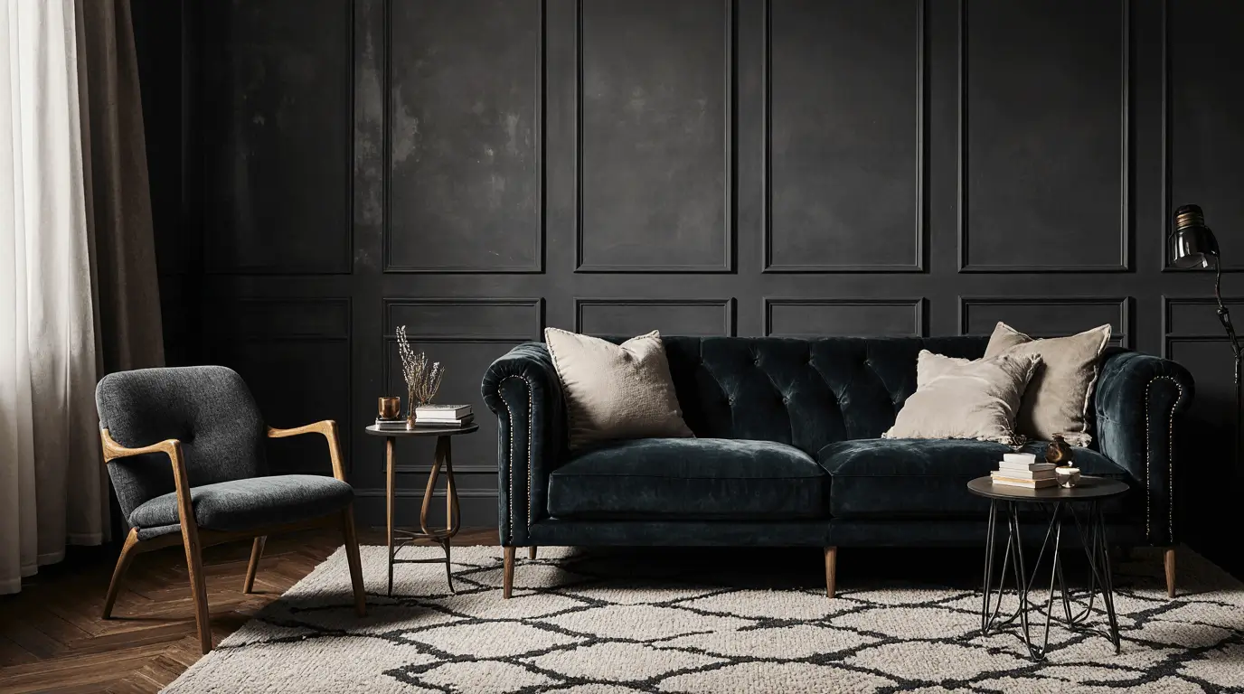 living room moody interior design