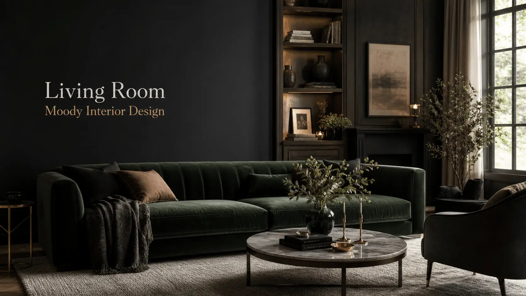 living room moody interior design