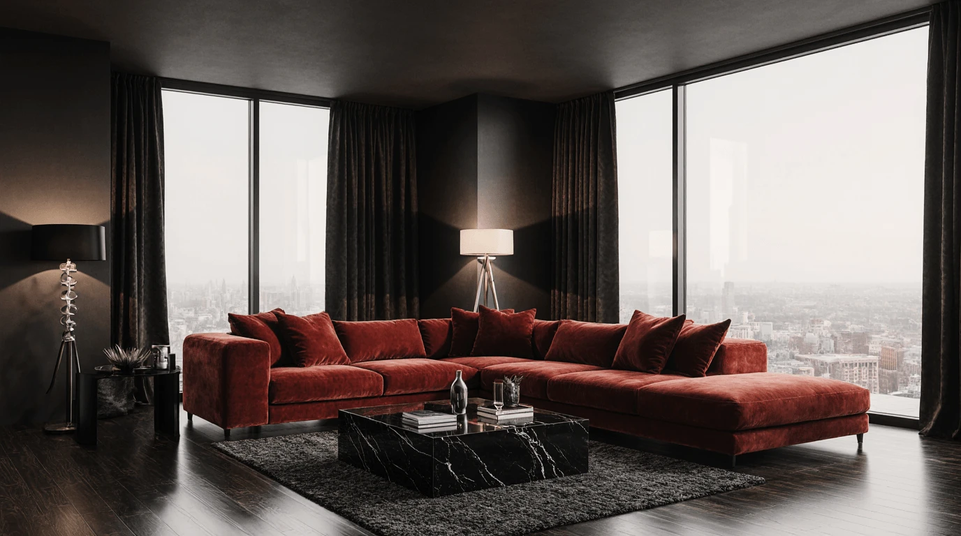 red and black interior design