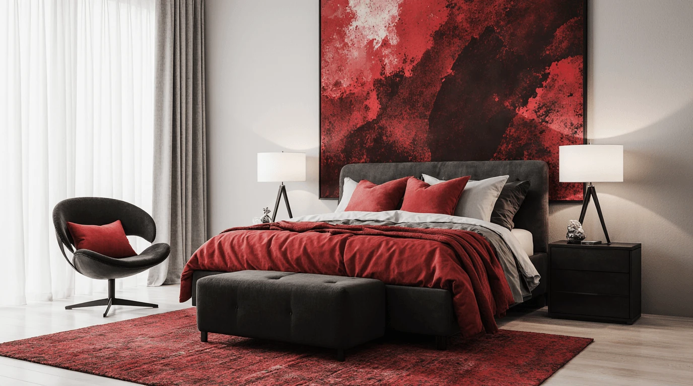 red and black interior design