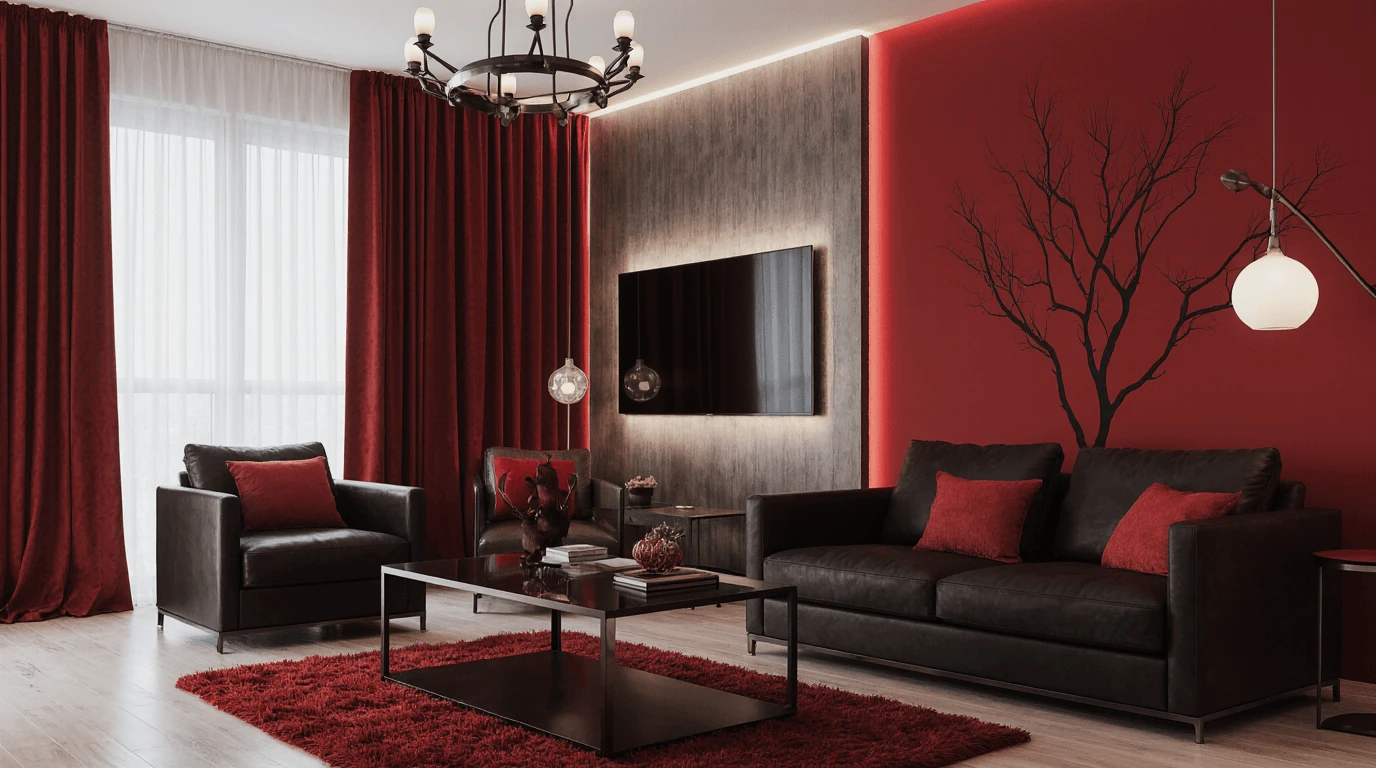 red and black interior design