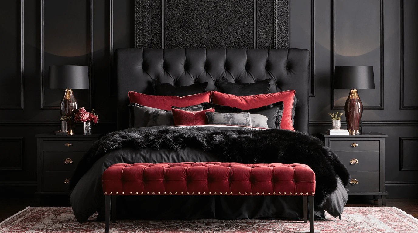 red and black interior design